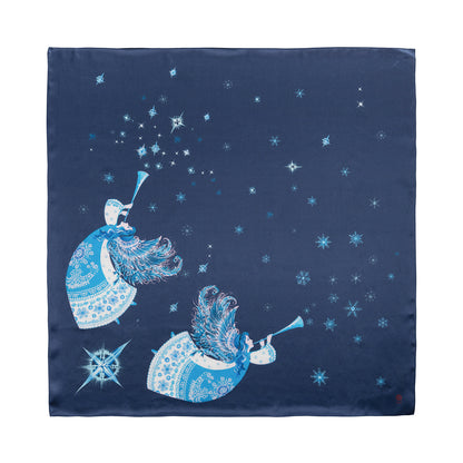 Хустка шовкова "Два янголи" (синя)