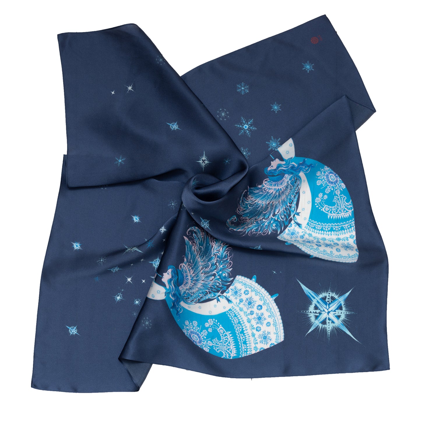 Хустка шовкова "Два янголи" (синя)