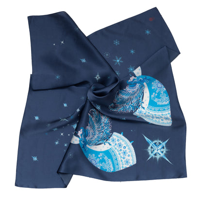 Хустка шовкова "Два янголи" (синя)