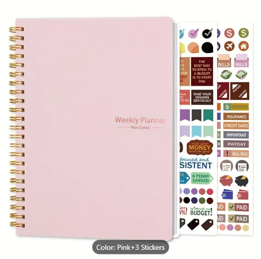 Weekly Planner non-dated pink A5 +stickers